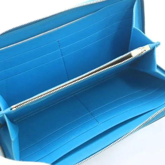Celine Large Zip Wallet Long Wallet With Coin Purse Leather Logo Round Zipper